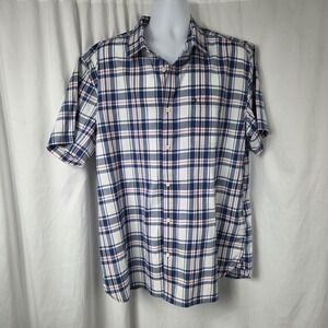 Quiksilver Shirt Mens 2XL Blue Plaid Button Up Short Sleeve Casual Woven Pocket